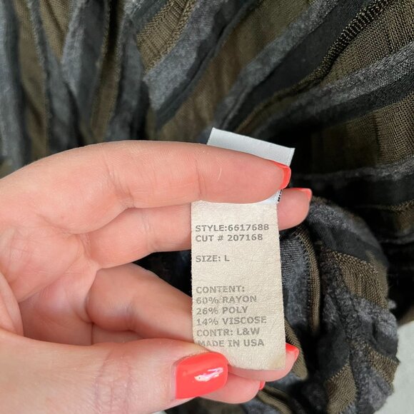 Cut Loose Womens Lagenlook Striped Asymmetrical Brown & Gray Tunic Top Large - Picture 8 of 11